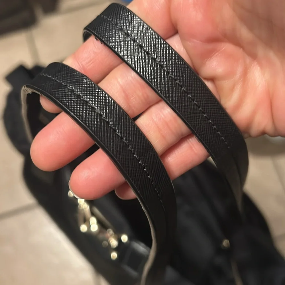 Kate spade down nylon leather strap baby bag with long strap included euc